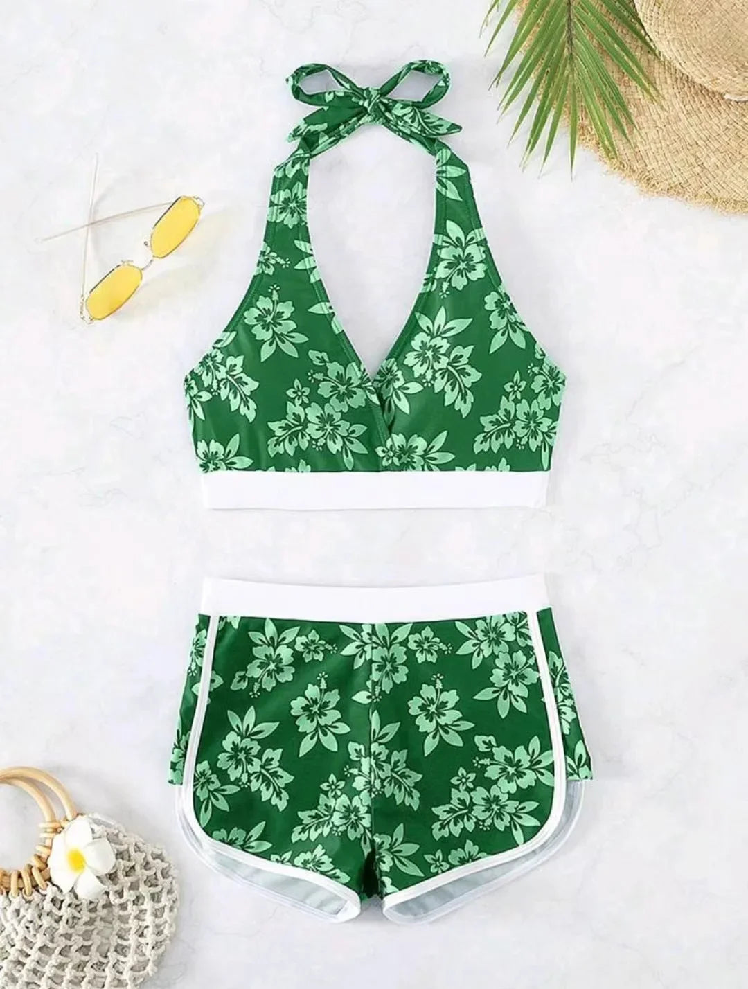 Tied Halter Swimwear Women High Waist Bikini Set Push Up Brazilian Swimsuit Lady Beach Bathing Suit