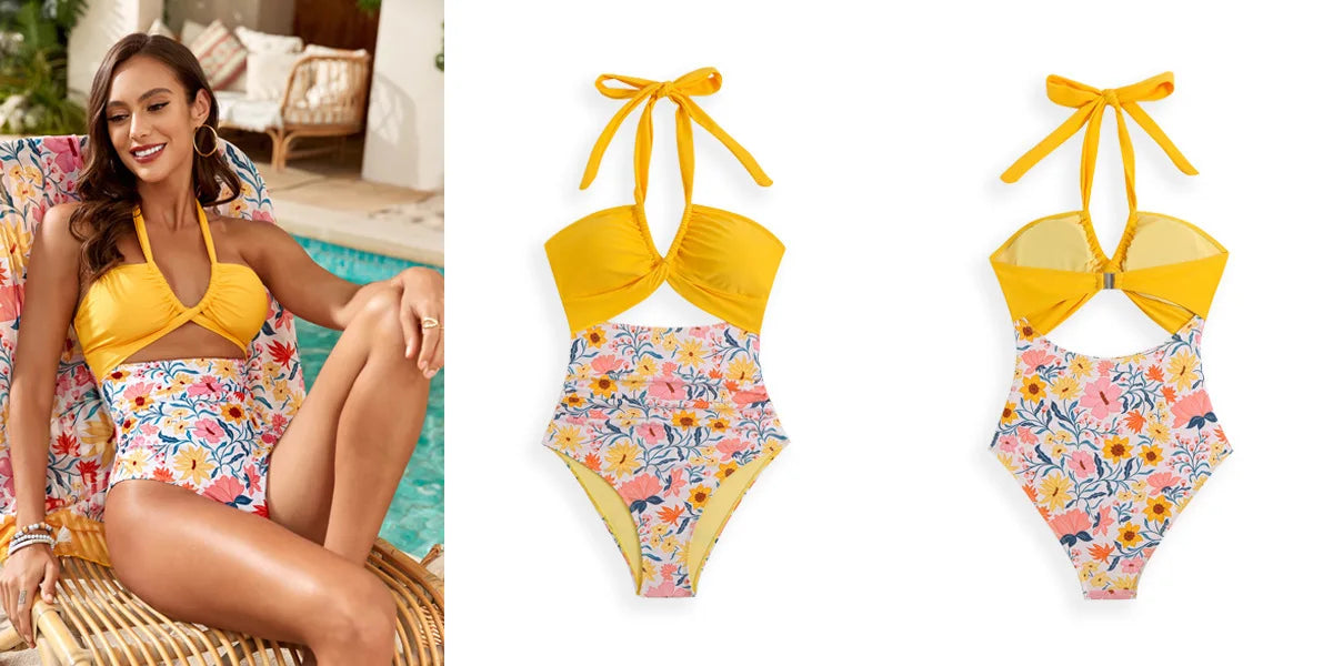 Print One Piece Swimsuits Closed Women's Swimwear Push Up For Swimming Wear Body Bathing Suits Beachwear Pool Bather