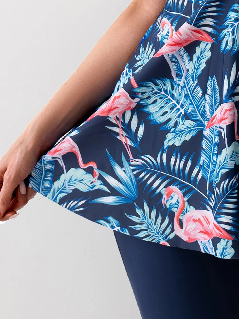 Two Pieces Swimsuit Women Beach Dress Printed Tankini Set Swimwear Female Sports Bathing Swimming Swim Suit Beachwear