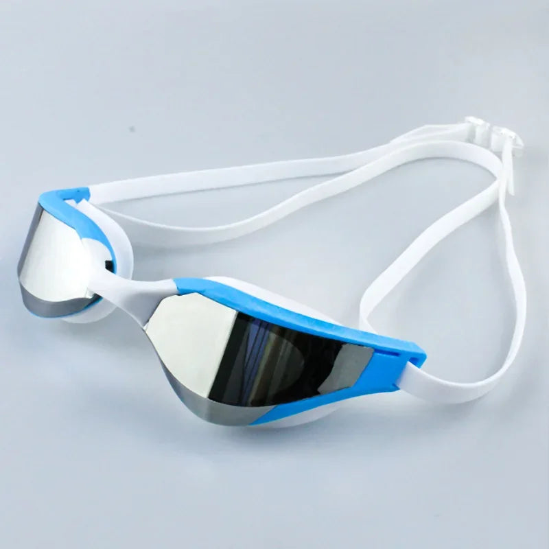 Professional Adult Swim Goggles Waterproof Fog-proof Racing Goggles Men Women Cool Silver Plated Swimming Equip