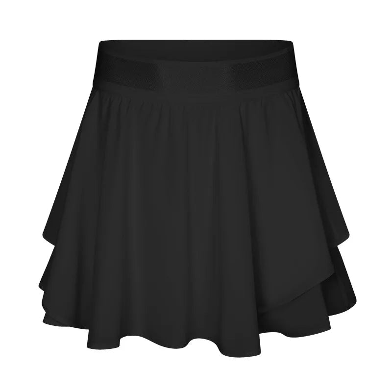 Built-in Side Pocket False 2 Pieces Tennis Skirt Summer Running Shorts Cool Fabric Cooling Quick Dry Breathable Yoga Short Women