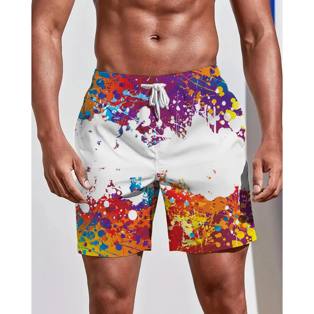 Summer Seasons Rendering Shorts Graffiti 3D Printing Men's Beach Pants Swimming Comfortable Quick Drying Fashion Youth Loose Men