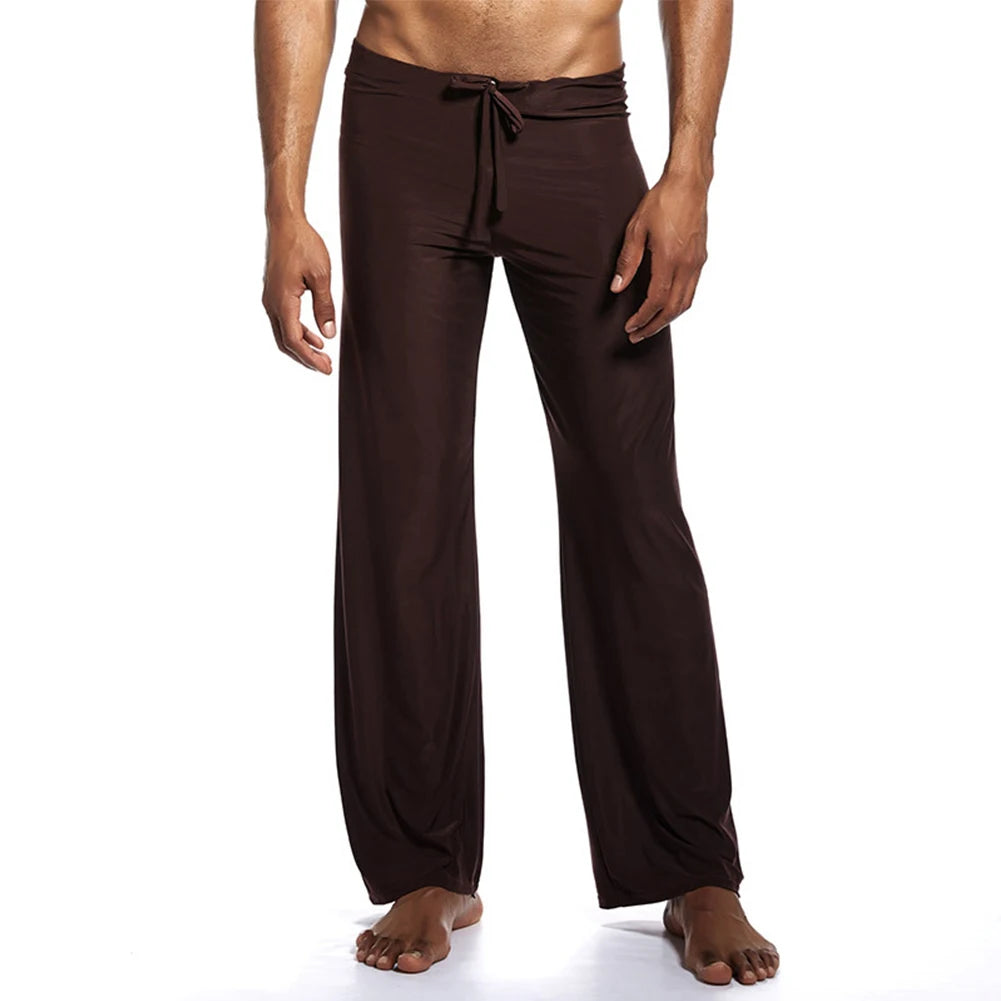 Casual Men's Yoga Drawstring Elastic Pants Sports Gym Active Wide Leg Solid Color Baggy Sweatpants Jogger Pant Trousers Clothing