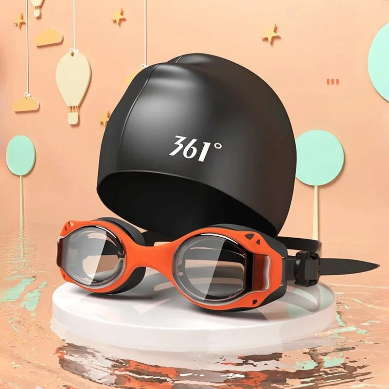 Colorful Kids Swimming Goggles Adjustable HD Waterproof Anti Fog Water Sports Swimming Cap Eyewear for Children