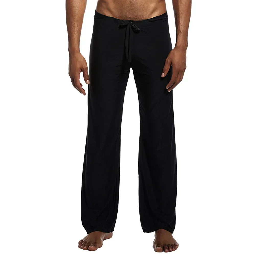 Casual Men's Yoga Drawstring Elastic Pants Sports Gym Active Wide Leg Solid Color Baggy Sweatpants Jogger Pant Trousers Clothing