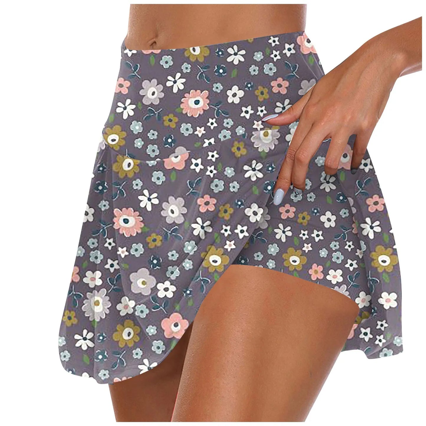 Women'S Athletic Stretchy Pleated Tennis Skirts Run Yoga Inner Shorts Elastic Sports Golf Skorts
