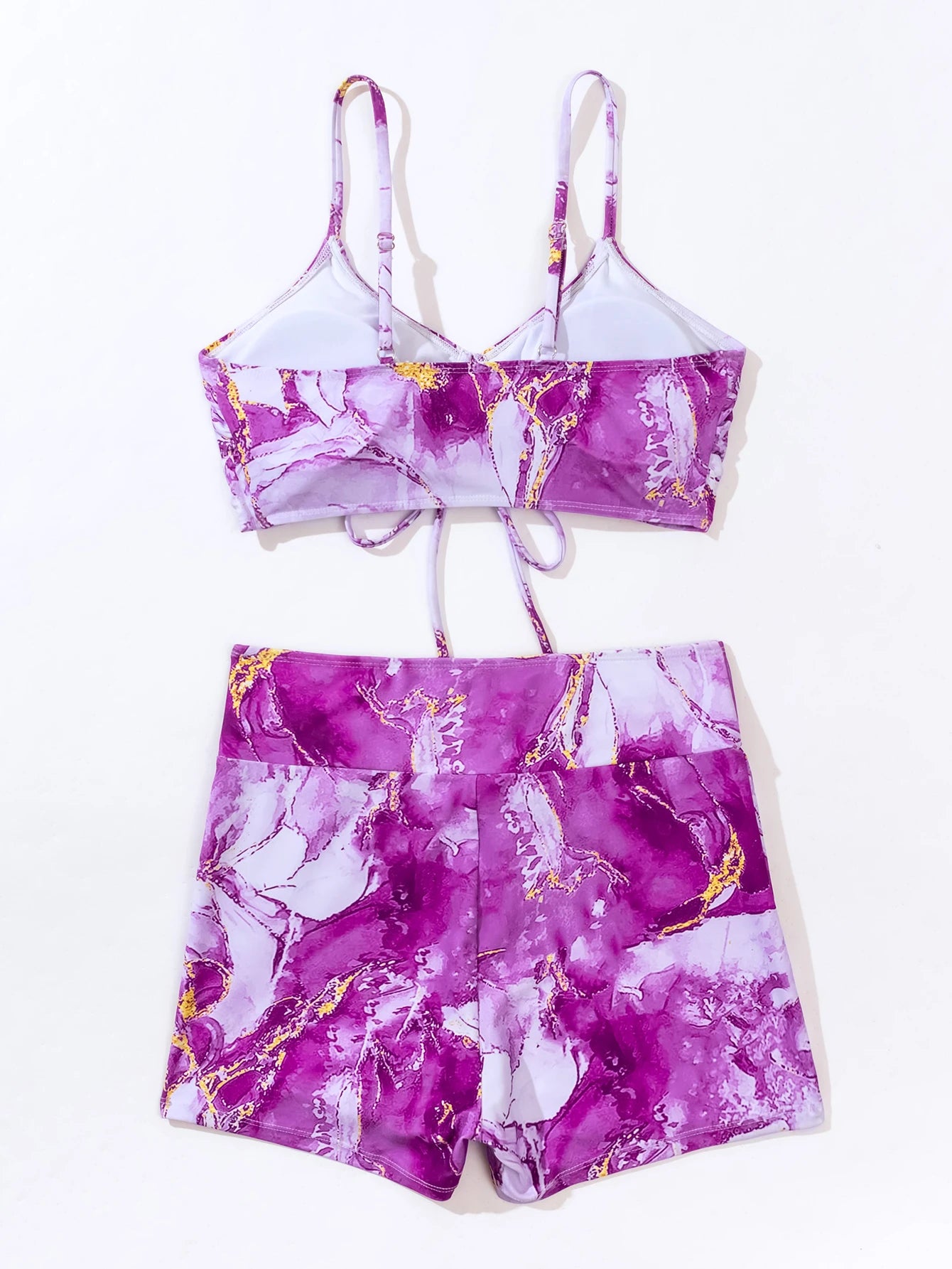 Strappy Bikini Women High Waist Swimsuit Tie Dye Drawstring Swimwear Female Bathers Bathing Swimming Swim Suit Beachwear