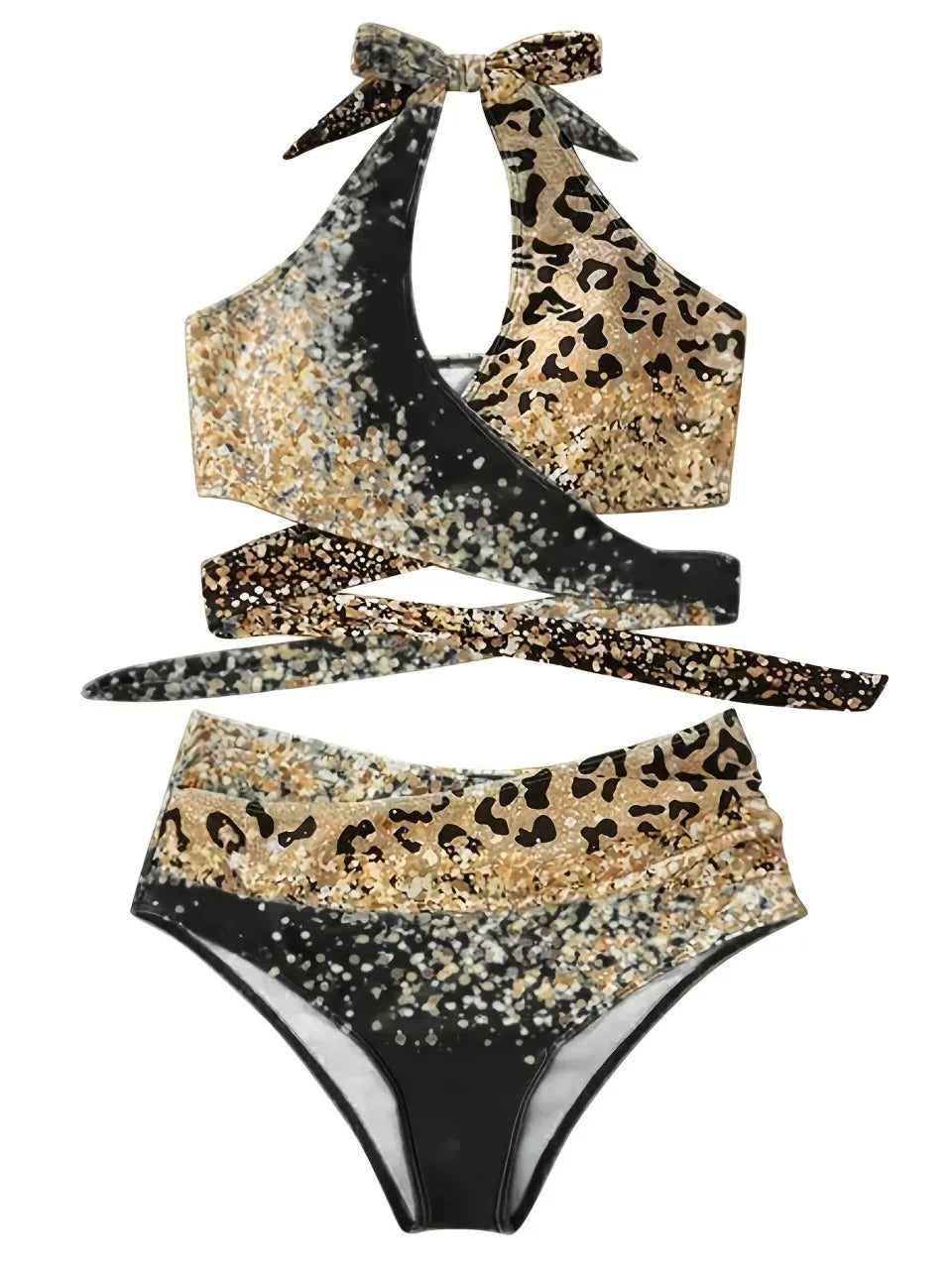 Halter Cross Knot Bikinis 2026 Triangle Swimwear Women Printed Swimsuit Female Bathers Bathing Swimming Suit Padded Beachwear