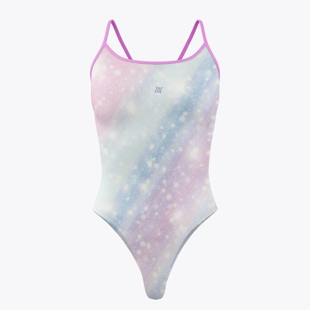High Cut Multi Coloured One Piece Swimsuit Women Swimwear Summer Swimming Pool Training Swimsuit