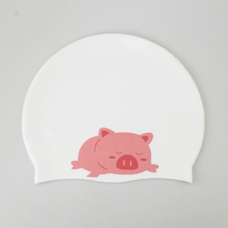Universal Swimming Caps for Adult Children Ear Protection Silicone Swimming Cap Printing Cute Cartoon Swim Cap Pool Accessories