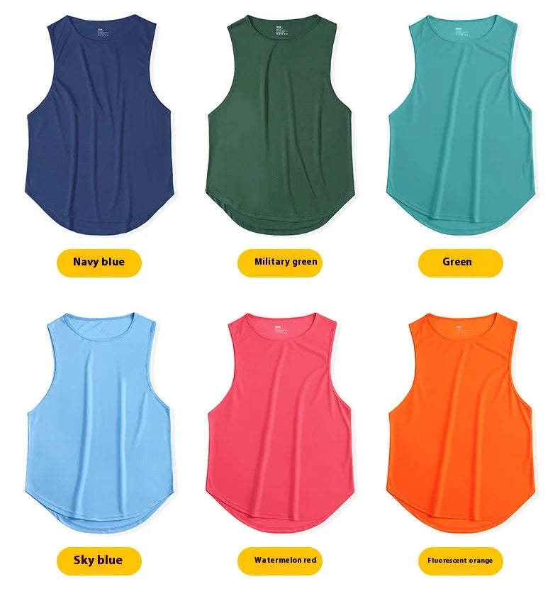 Men's Quick-Drying Sport T-shirt for Fitness and Marathon Workout Sleeveless Basketball Vest Loose Running Tank Top