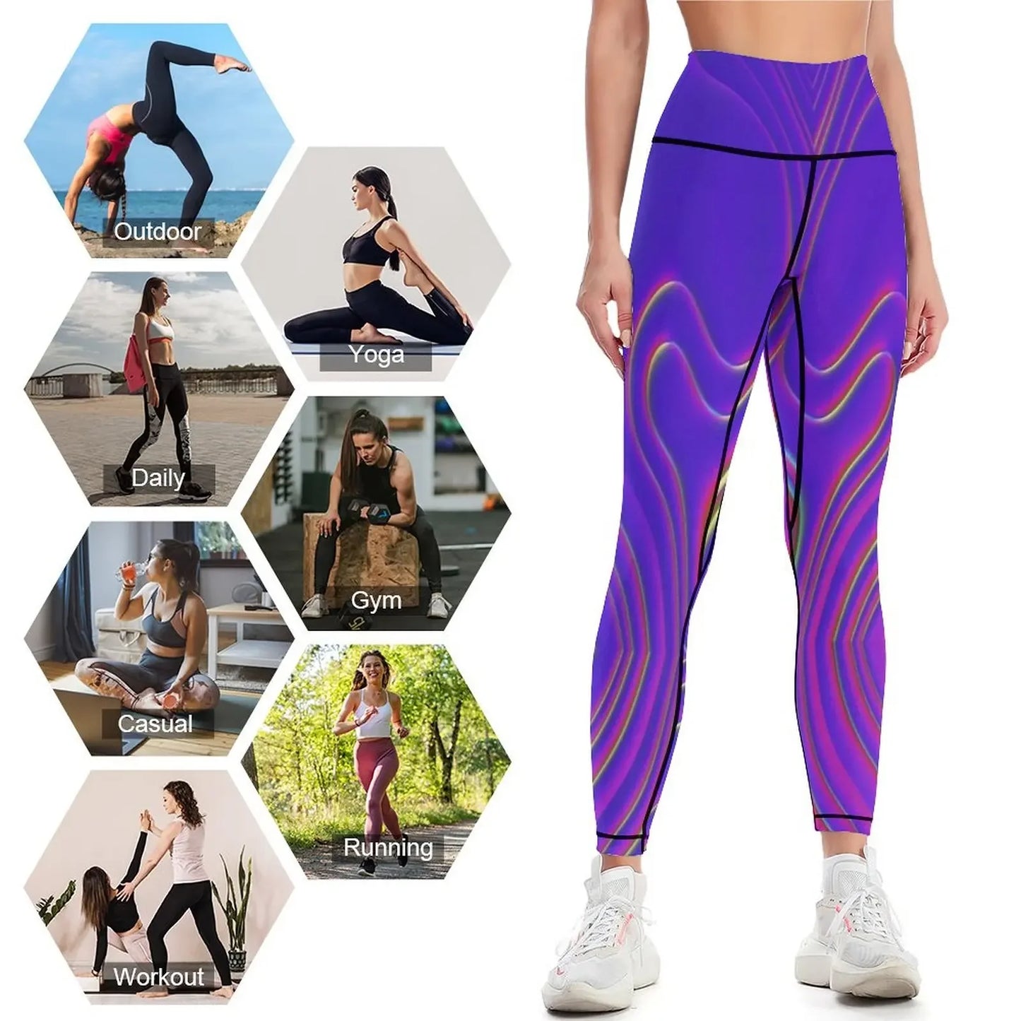 Transverse Line Design Leggings sport pants Women's push up Womens Leggings