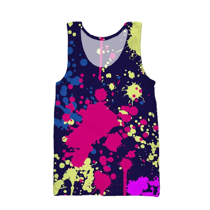 3D Printing Colorful Psychedelic Tank Top For Men Summer Street Beach T-shirt Casual Fitness Bodybuilding Gym Muscle Vest