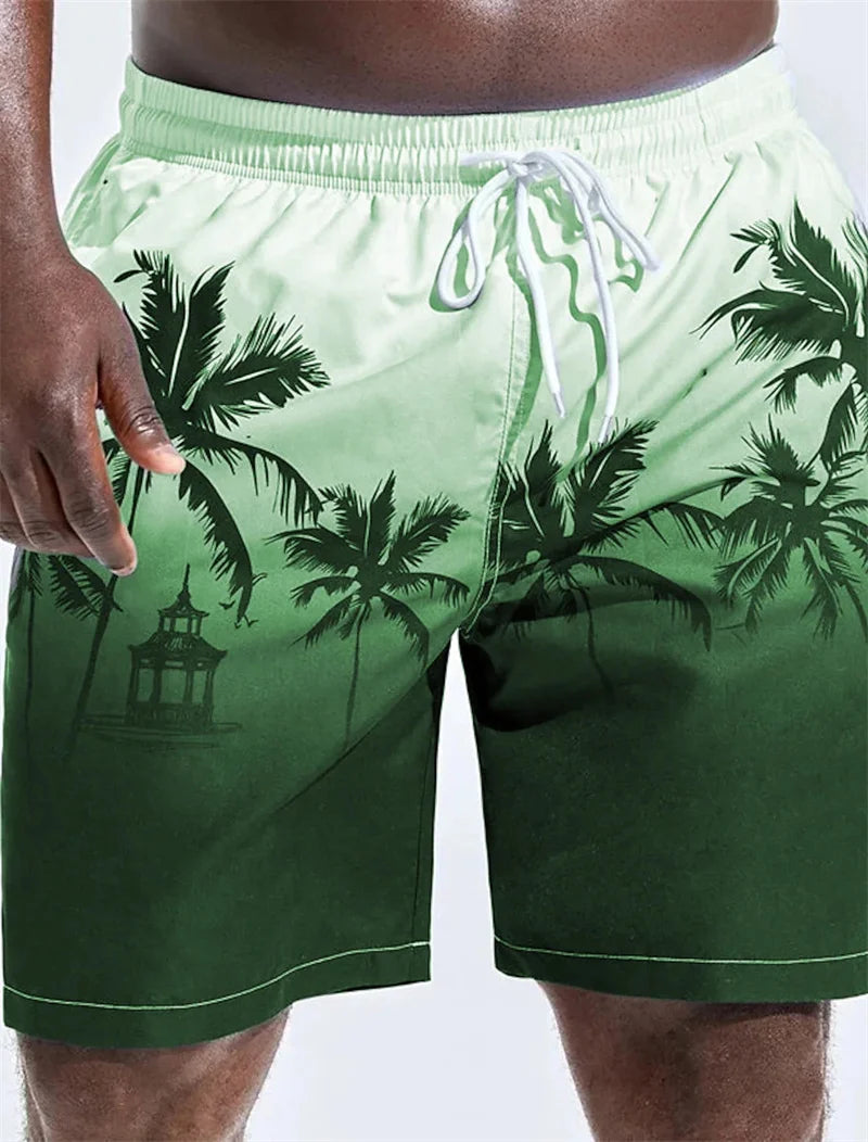 Men's Beach Shorts Fun 3D Striped Print Swim Trunks Fashion Summer Loose Casual Pants Boy Girl Unisex Gym Board Shorts