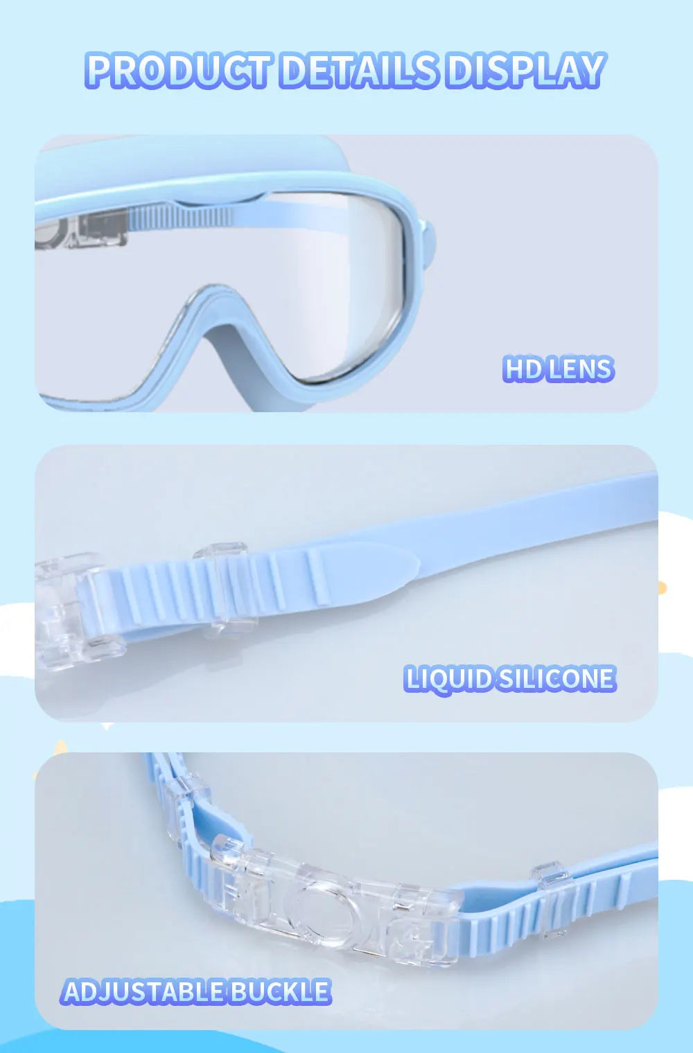 Swimming Goggles for Kids Boys and Girls HD Waterproof and Anti-Fog Electroplating Large Frame Swim Goggles Swimming Accessories