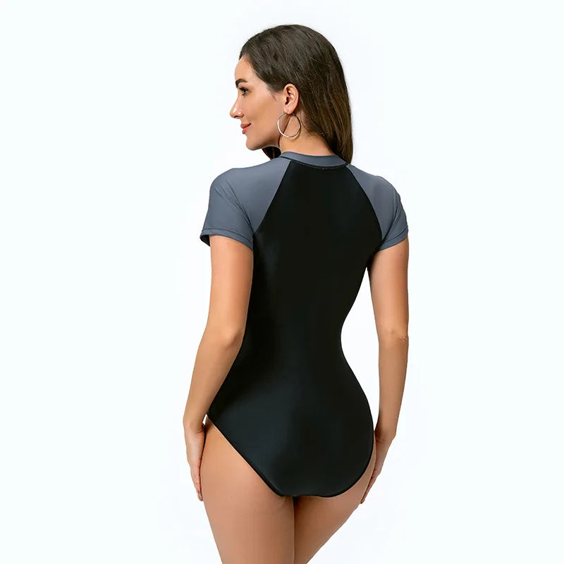 Women Swimwear Short-Sleeve Quick Dry Bathing Suit One-Piece Surfing Suit Adult Diving Clothes Woman Swimsuit