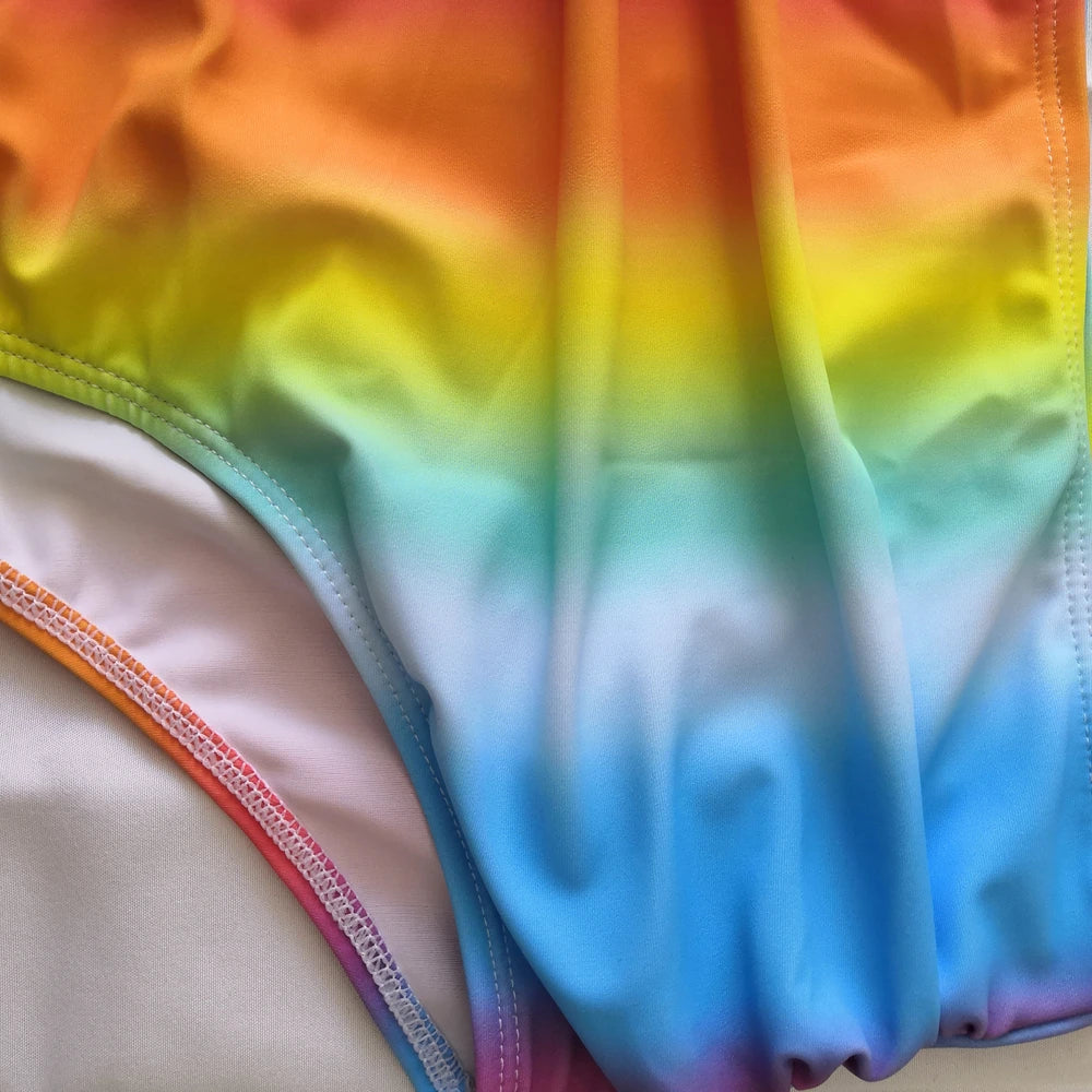 Bikini Two Piece Suit Cross Front Slim High Waisted Bottom Solid/Print Breathable Quick Drying Beachwear