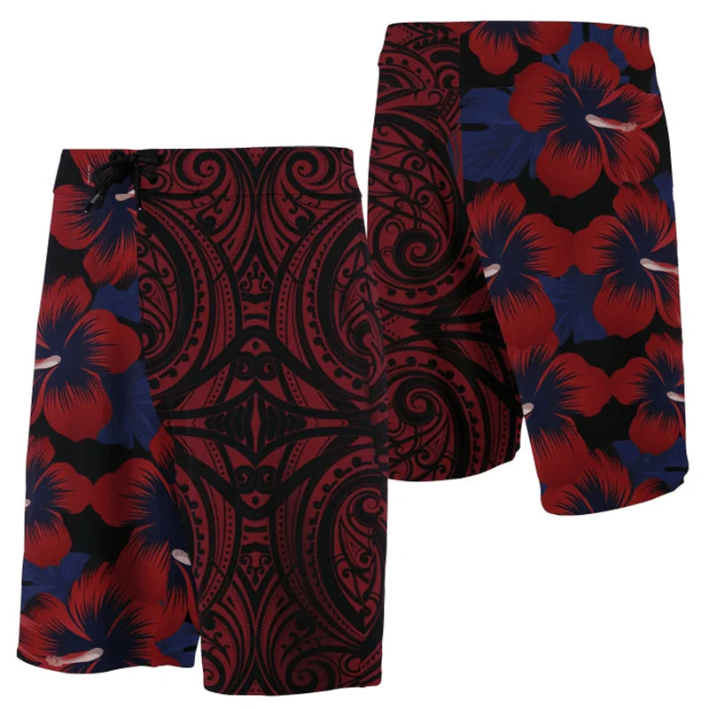 Men Beach Shorts Hawaii Summer Tropical Polynesian Kanaka Women Board Shorts 3D Print Swim Trunks Short Pants