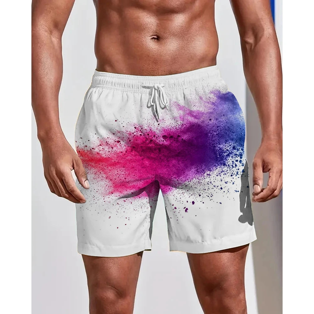 Summer Seasons Rendering Shorts Graffiti 3D Printing Men's Beach Pants Swimming Comfortable Quick Drying Fashion Youth Loose Men