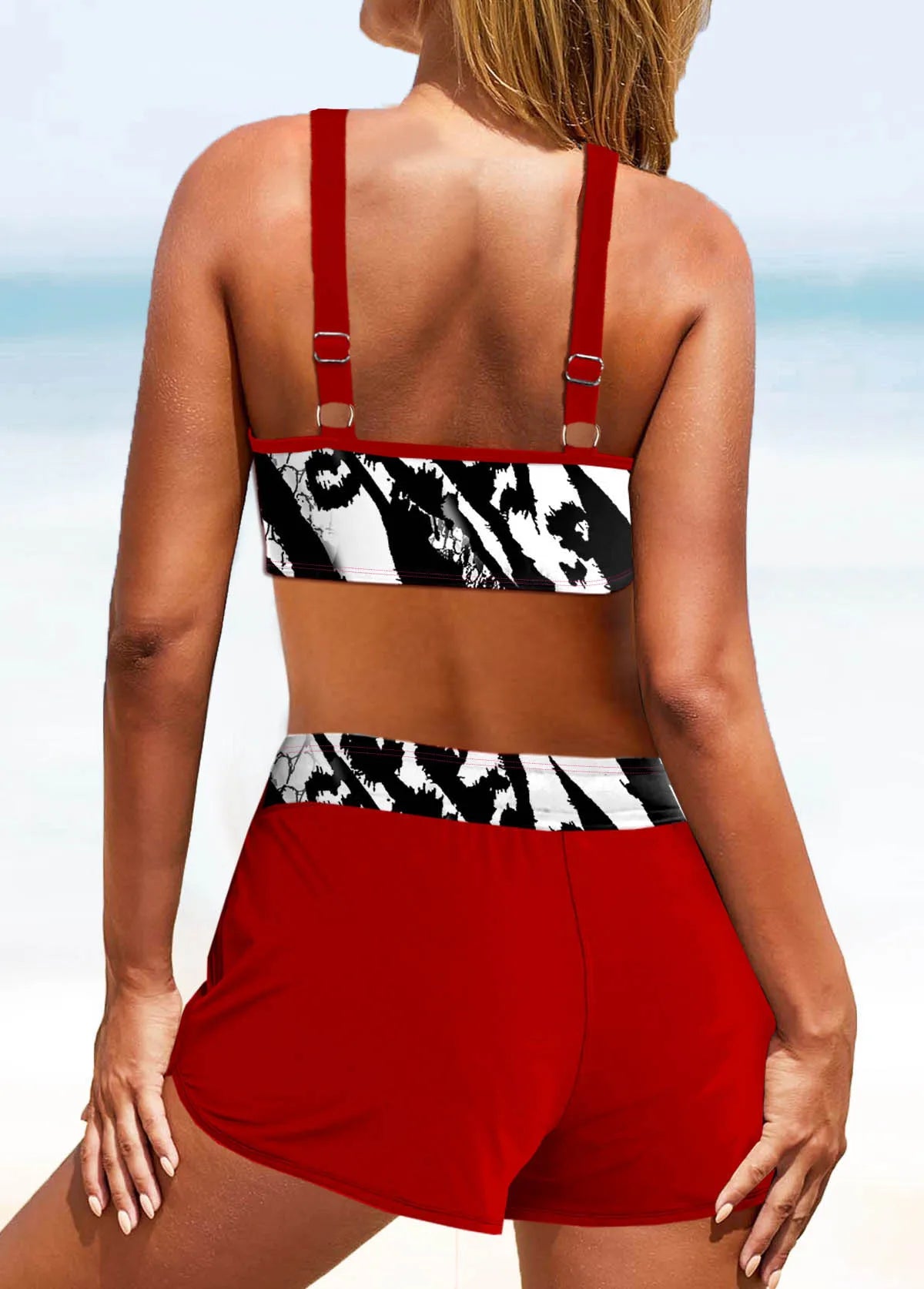 Summer Beach Women's Bikini Two Piece Swimwear Fresh Cashew Print Lace Up Beach Dress S-6XL
