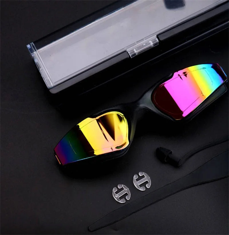 Professional Swimming Goggles for Men and Women, Silicone Anti-Fog, UV Adjustable, Multicolor Swimming Glasses with Earplug