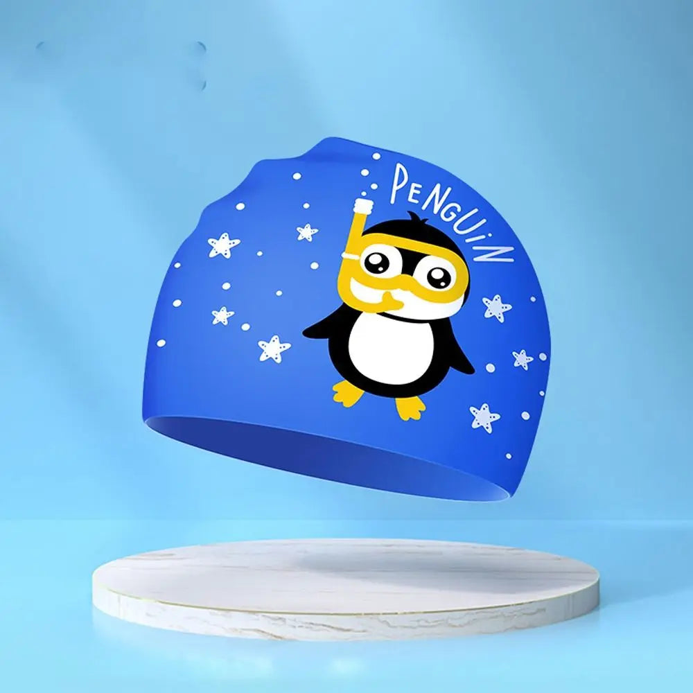 Lightweight Waterproof Children Swimming Cap Silicone Cartoon Kid Swimming Hat Protect Ears Animal Bathing Hats Cap Swimming Pool