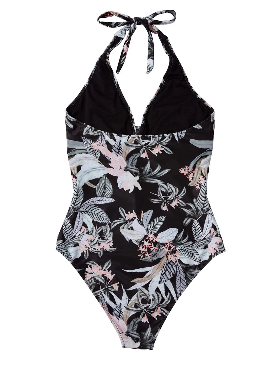 Halter Swimsuit Women One Piece Printed Cross Smocked Swimwear Female Bodysuit Bathing Swimming Suit Padded Beachwear
