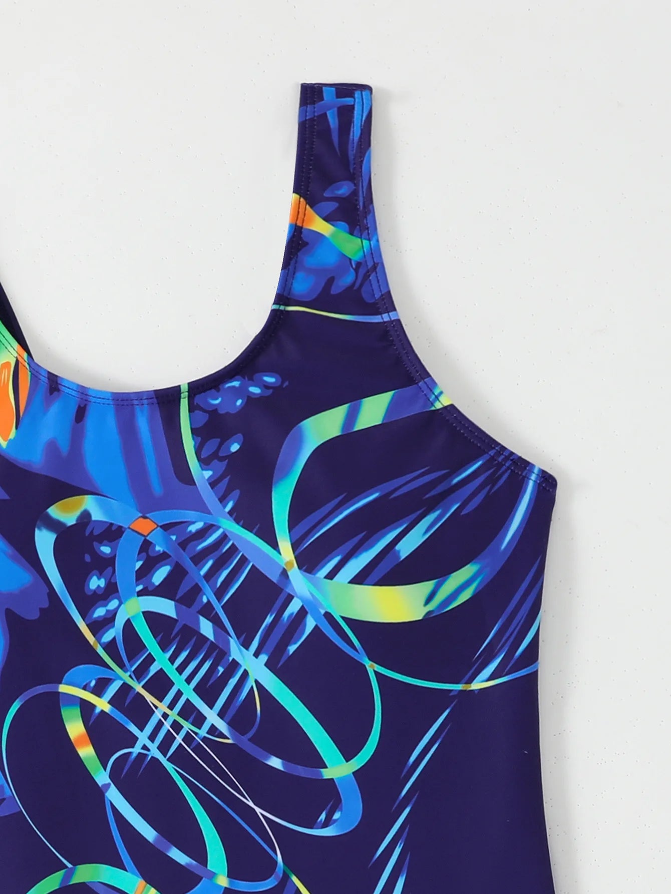 Women One-piece Sports Swimwear Sport Swimsuit Blue Print Athletic Boyleg Swimwear Open Back Beach Wear Fitness Bathing Suits