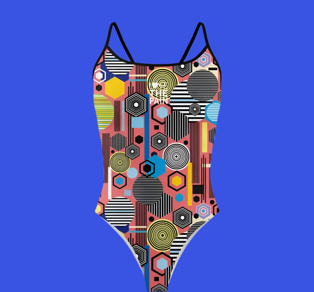 Love The Pain Spaghetti Straps Women Swimwear Bikini Racer Back Swimsuit One Piece Comfortable Suit Printing Functional Swimwear