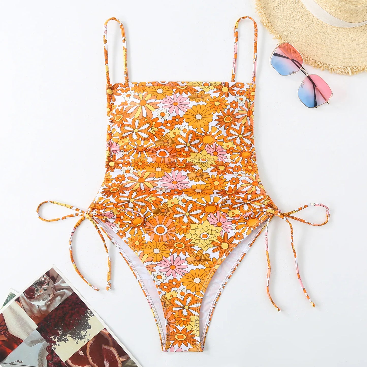 Tropical Plants Paisley Print One Piece Swimsuit Women Beachwear Vintage Design Bathing Suit Swimwear