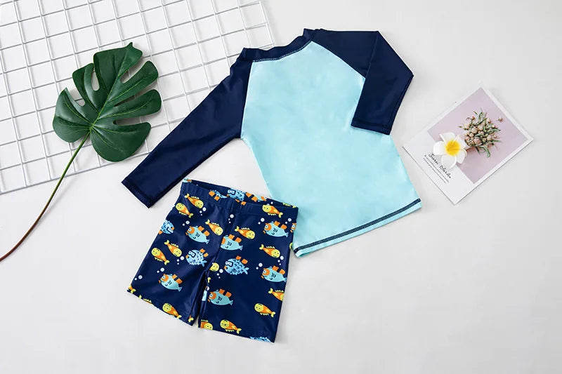 Swimsuit Boys UPF50 Baby Swimwear Shark Dinosaur UV Bathing Suit for Boy 3 Pcs Toddler Surfing Diving Suit Children's Rash Guard