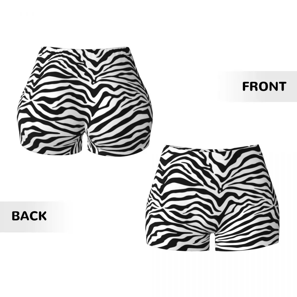 Wild Animal Designs Yoga Shorts Women Black And White Zebra Skin Stripes