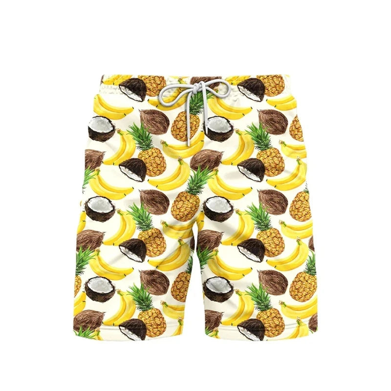 Bright Cartoon Cute Pineapple 3d Printed Shorts For Men & Boys Fruit Watermelon Casual Beach Shorts Quick Dry Fashion Streetwear Short Pants