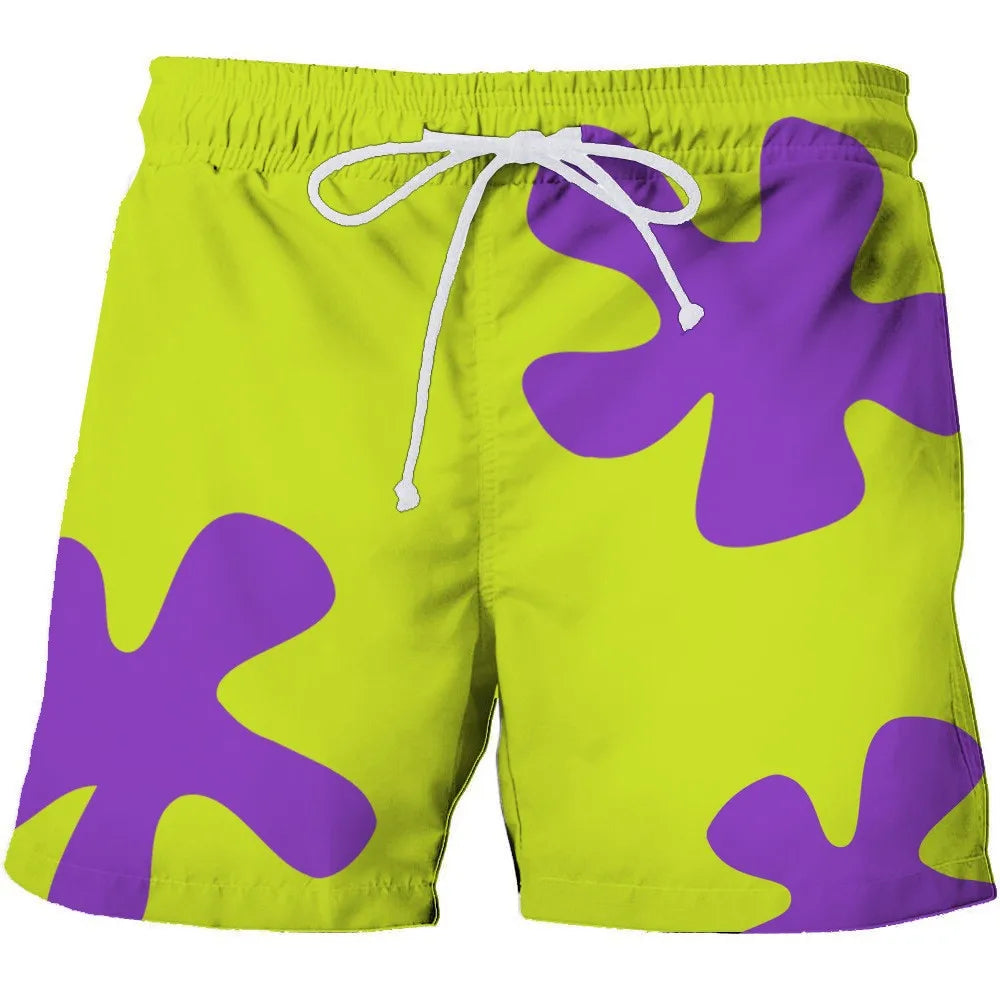 Paint Splat Design Summer Men's Shorts Quick Drying Hawaii Holiday Sports Swimming Trunks Fashion 3D Coconut Tree Printed Loose Sports Shorts 6XL