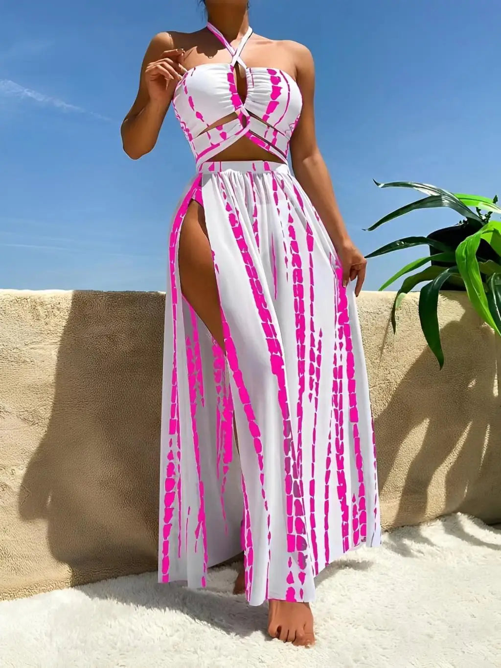 3 Pieces Halter Bikini Swimsuit Women & Beach Skirt Swimwear Female Bathers Bathing Swimming Swim Suit Beachwear