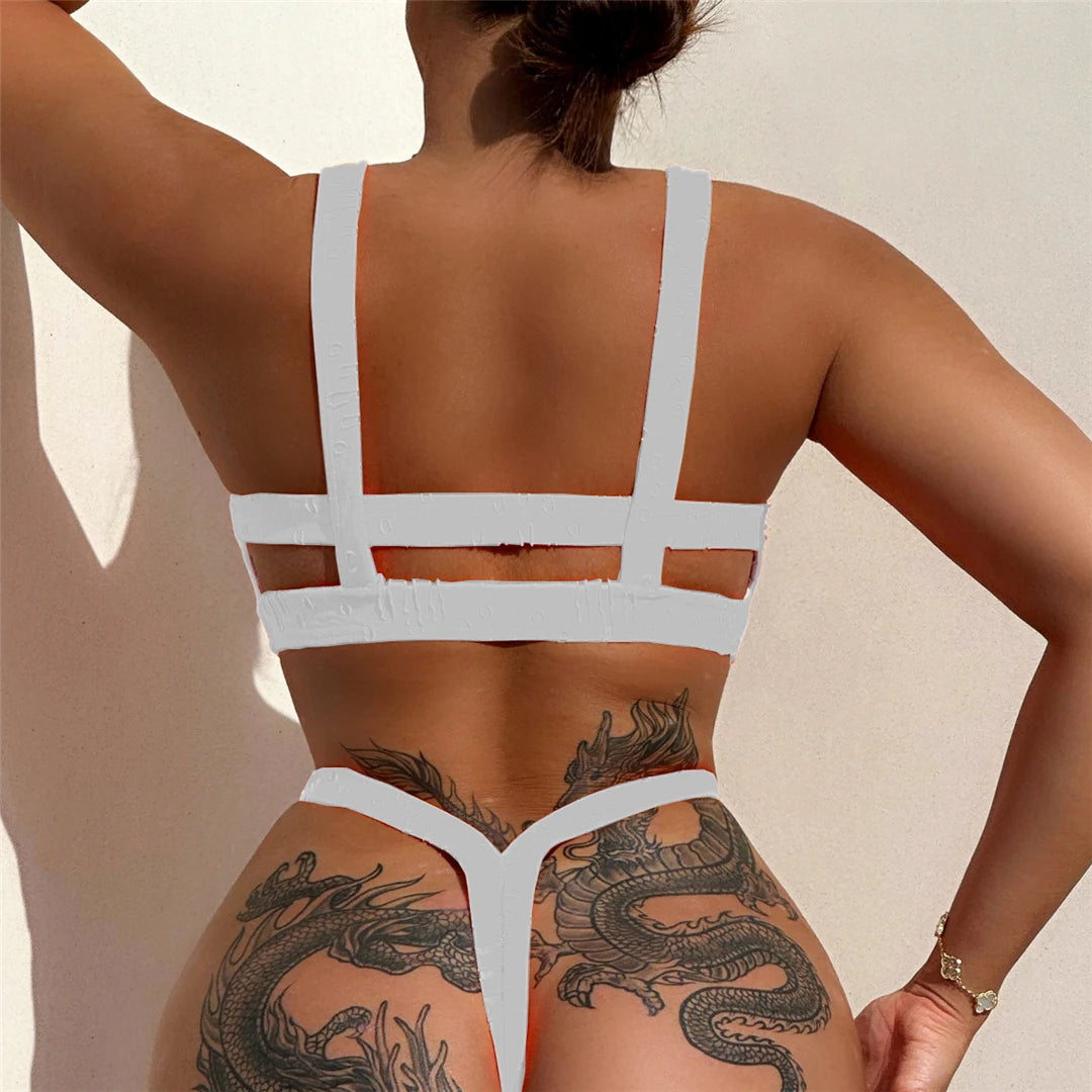 4 Colors Extreme Mini Micro Thong Bikini Female Swimsuit Women Swimwear Two-pieces Bikini set Bather Bathing Suit Swim
