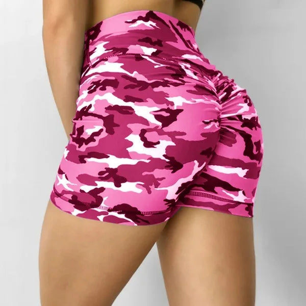 Women's Shorts Fashion Camouflage Printing Drawcord High Waist Shorts Casual Sports Pants Fitness Jogging Shorts