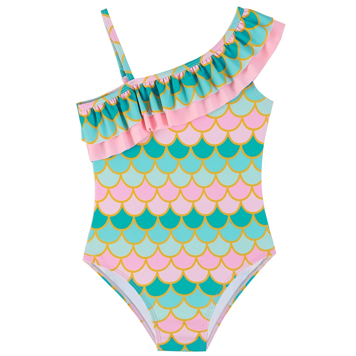 3D Printed Kids Mermaid Swimsuit Girls Mermaid Costume Flounce Sleeves Summer Bathing Suit Pool Beach Party Swimwear Children