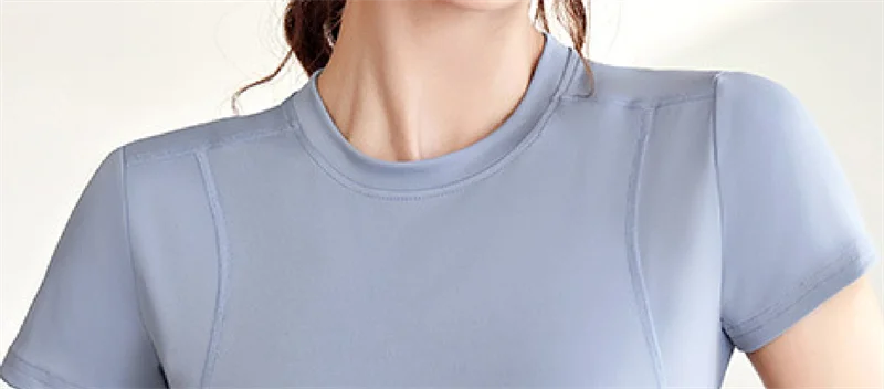 Aiithuug Short Sleeve Yoga Shirts Running Shirt Gym Workout Quick Dry Soft Tops Compress Sports T Shirt Simple Elastic Crop Top