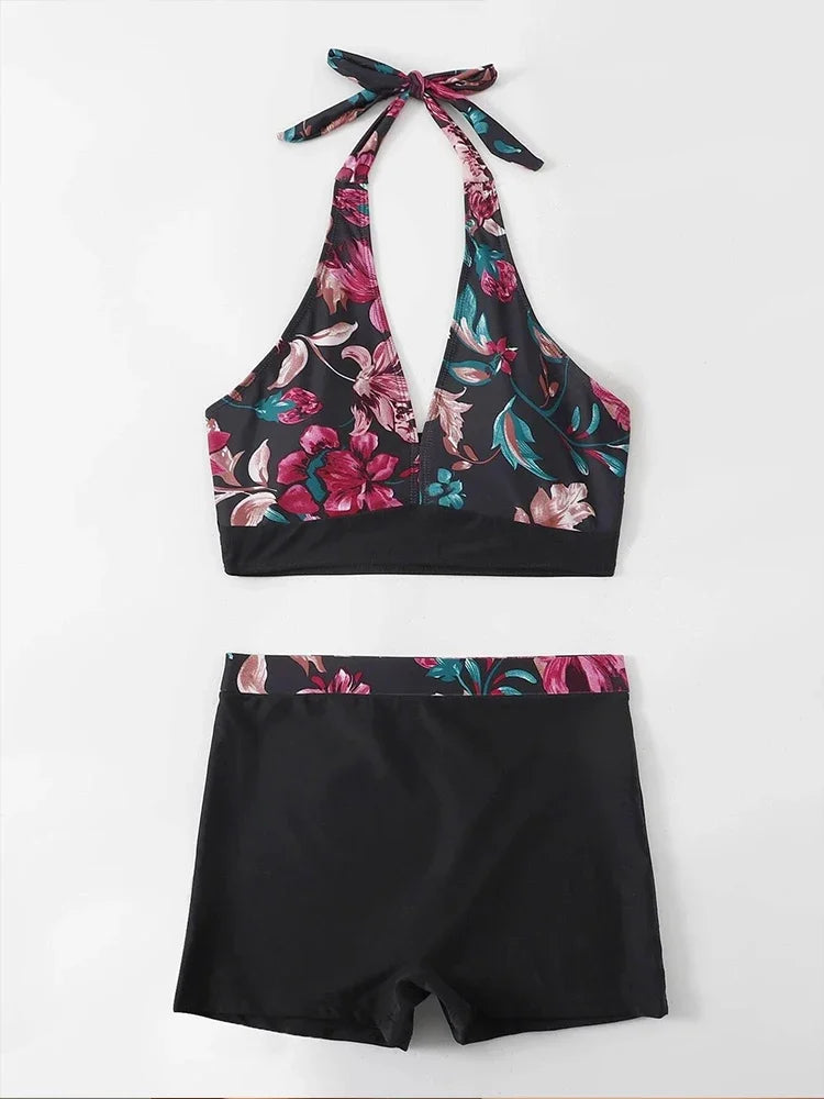 Push Up Bikinis Set Swimwear Women Leaf Print Swimsuit Summer Beach Wear Tankini Bathing Suit
