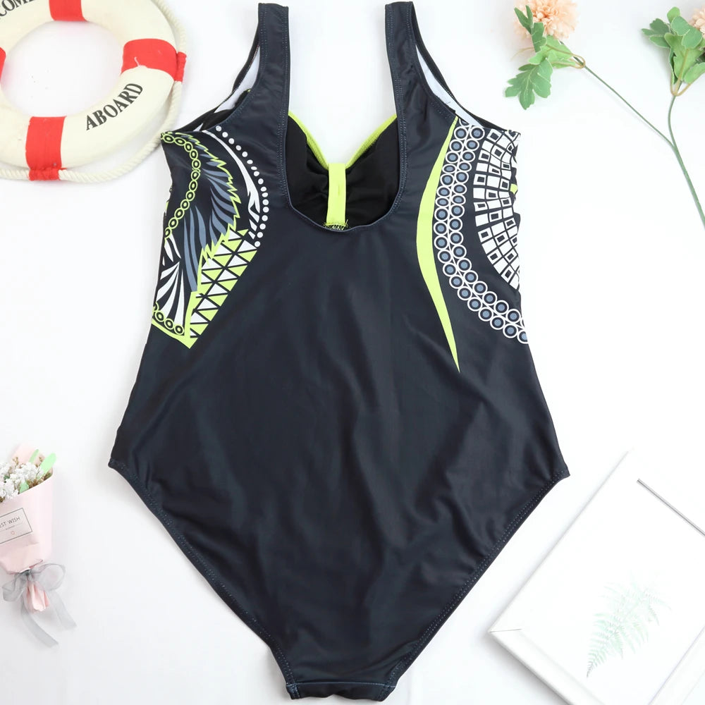 Swimsuit Vintage Design One Piece Swimwear Women Print Swimsuit Bathing Suit Plus Size Monokini Beachwear Bikini Set Female