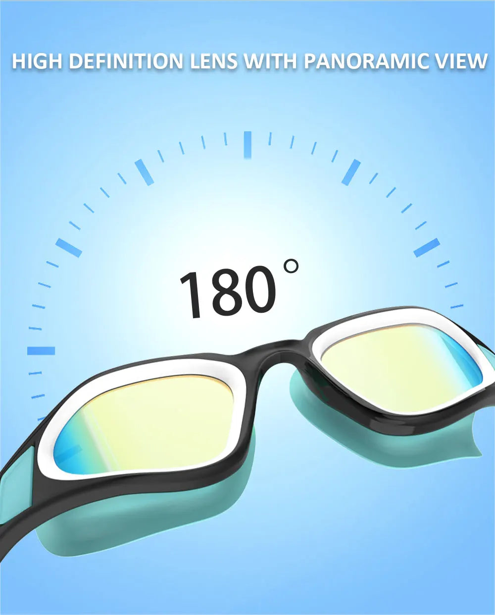 Professional Adult Anti-UV Swimming Goggles 180° Panoramic Electroplating Anti-Fog HD Lens Adjustable Silicone Swim Glasses