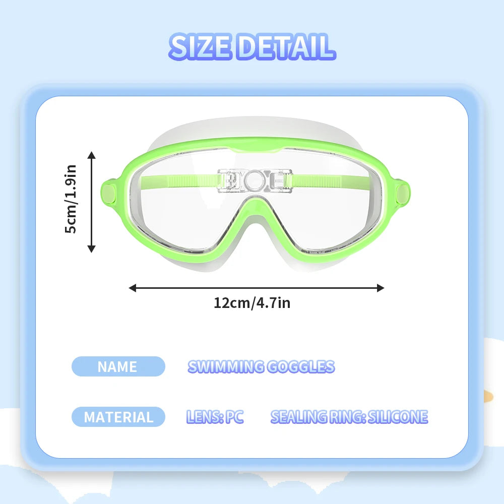 Swimming Goggles for Kids Boys and Girls HD Waterproof and Anti-Fog Electroplating Large Frame Swim Goggles Swimming Accessories