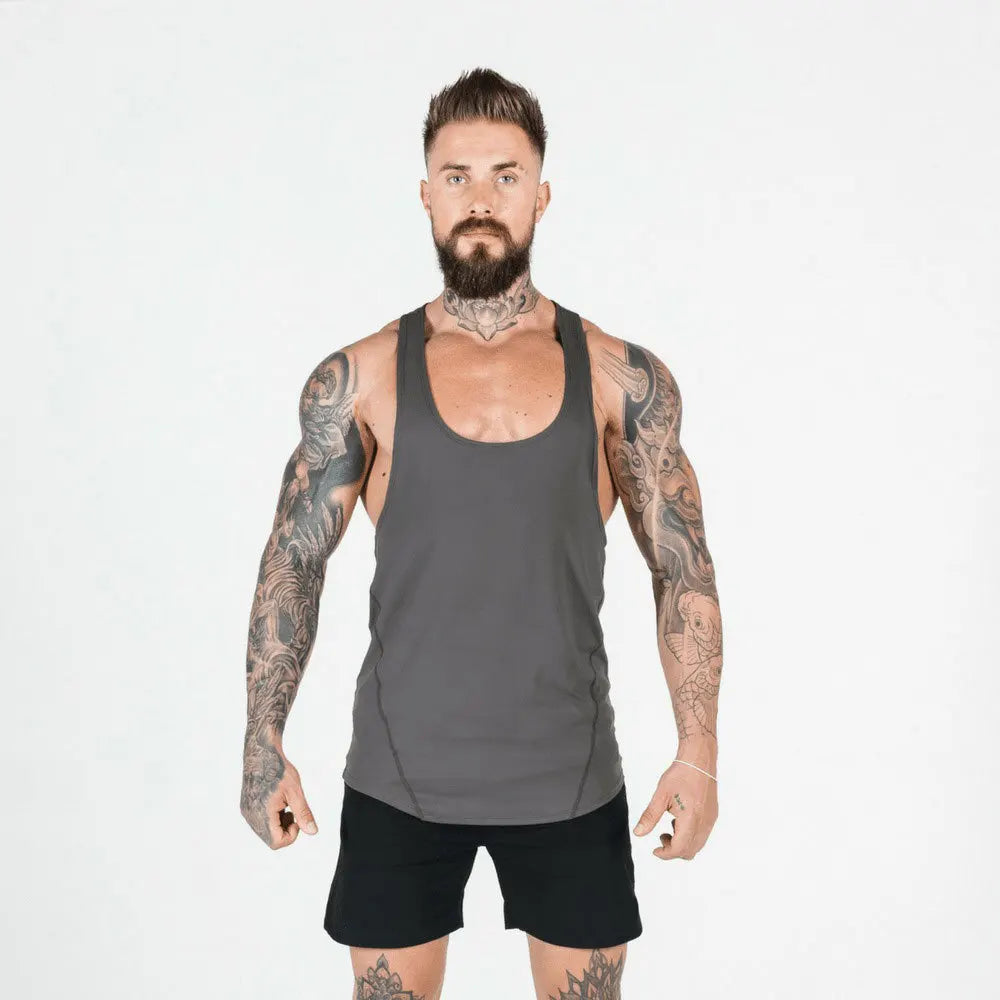 Summer Y Back Gym Stringer Tank Top Men Cotton Clothing Bodybuilding Sleeveless Shirt Fitness Vest Muscle Singlets Workout Tank