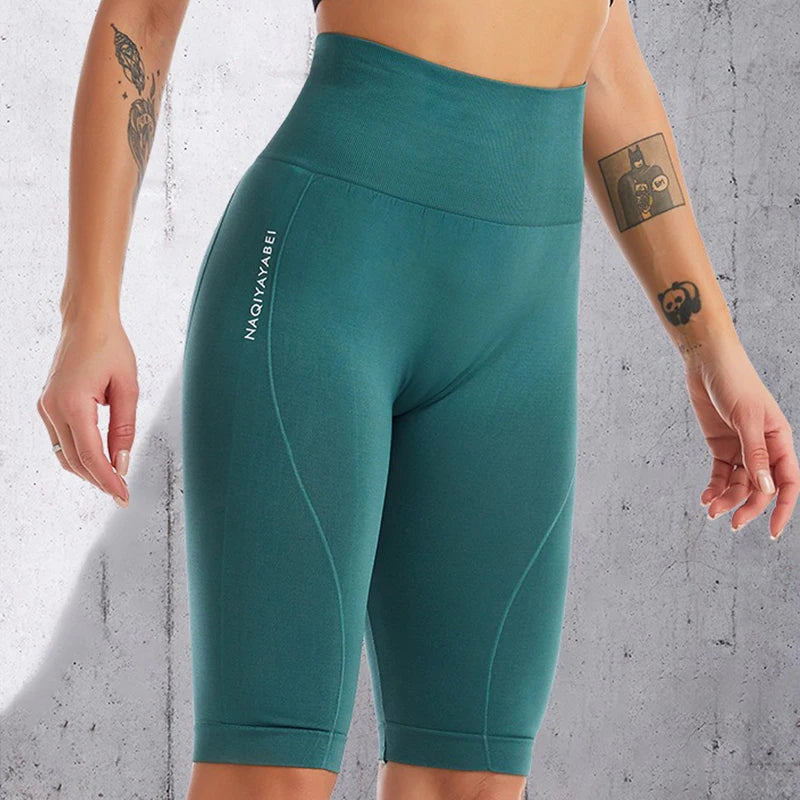 PofyBofy Widen Waistband High Waist Seamless Stretchy Butt Lifter Slim Knee-length Leggings Fitness Yoga Women Sportwear Pant
