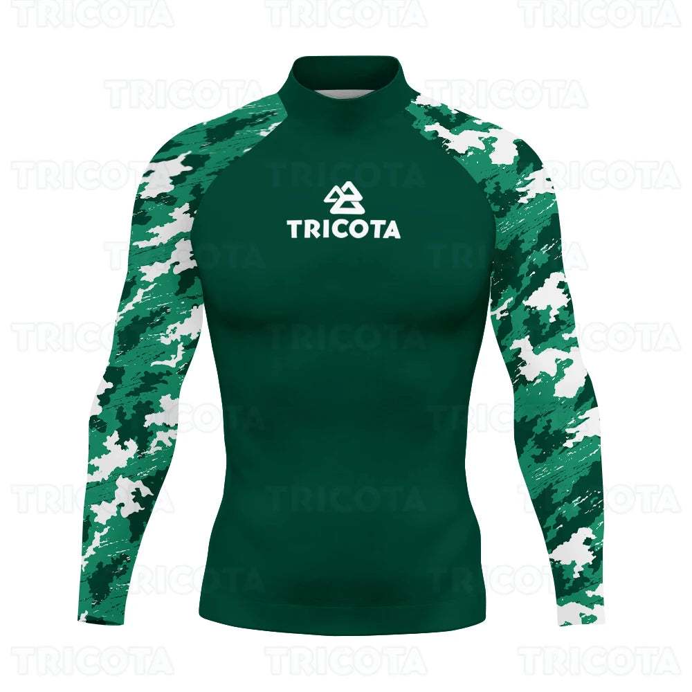 Swimming Rashguard Surfing T-shirts Men Long Sleeve Rash Guard Basic Skins Swimwear UV Protection Beach Diving Surfing Clothing