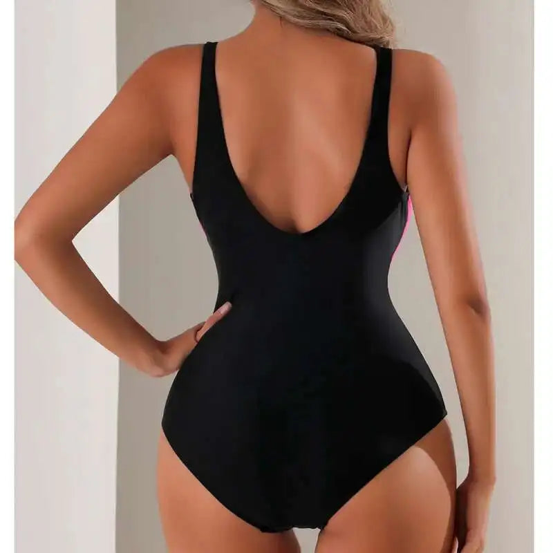 Patchwork Swimsuits Closed Women's One-Piece Swimwear Push Up Swim Wear Bodysuit Bathing Suits Beachwear Pool Bather