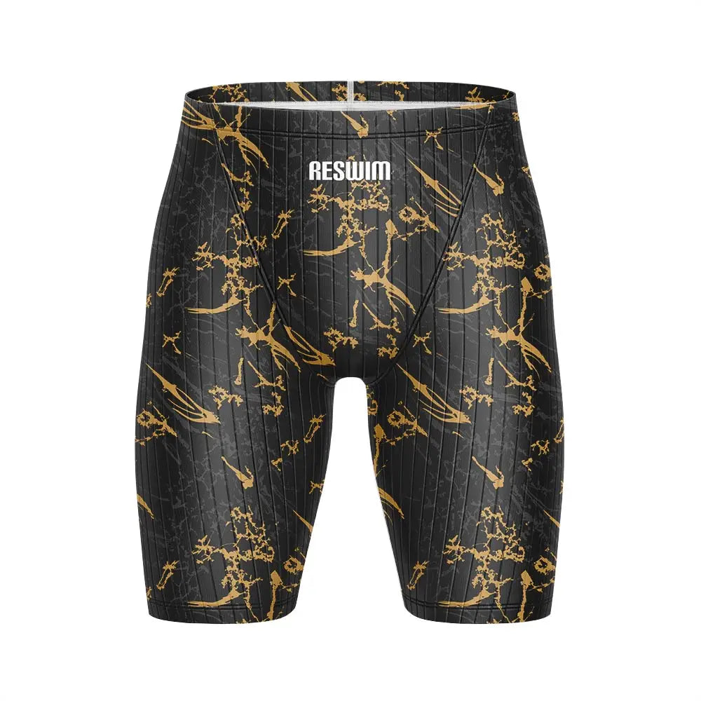 Summer Men's Pro Swim Jammer Athletic Practice Knee-Length Swimsuit Short Lycra Swimming Trunks Beach Tights Shorts Surf Pants