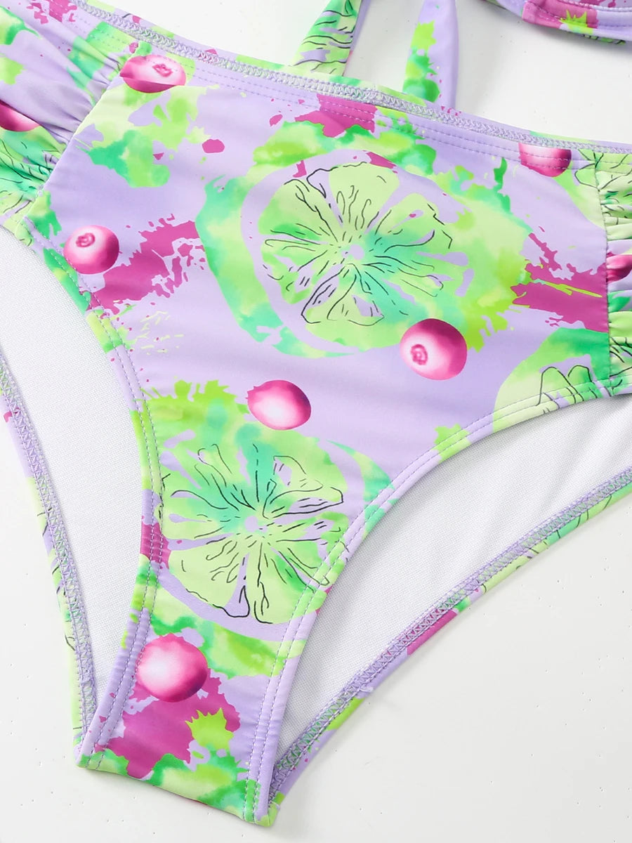 Push Up Print Ruffle Bikini Women Swimsuit Female Padded Swimwear Bathers Bathing Swimming Swim Suit Summer Beachwear
