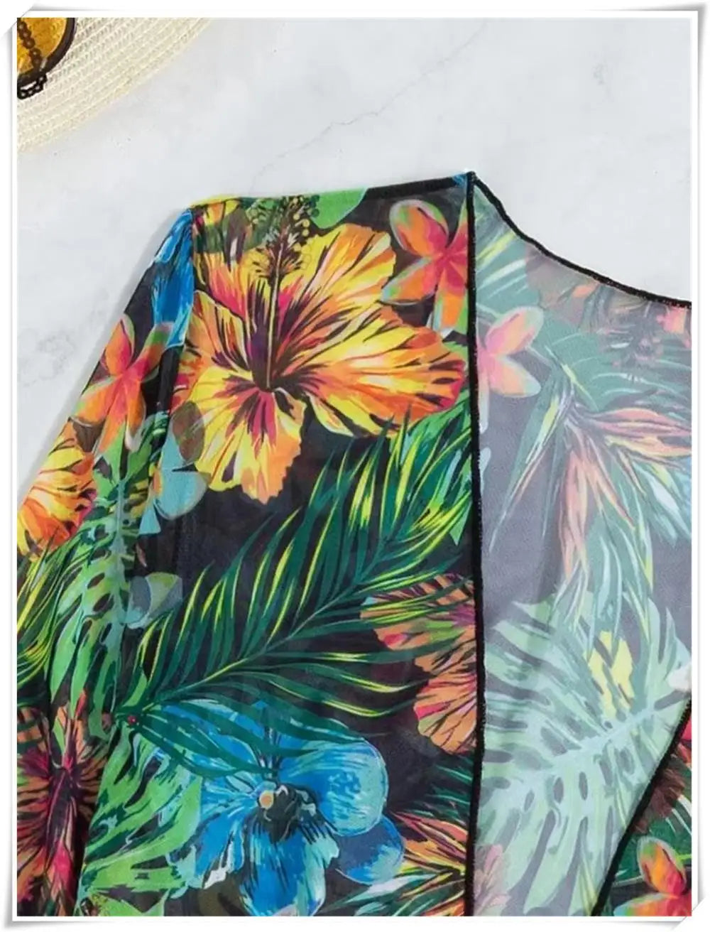 3 Piece Bikini Set Women Cover Up Swimwear Female Tropical Printed Swimsuit Push Up Beachwear Long Sleeve Bathing Suit